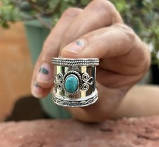 Turquoise Sterling Silver Ring: Handmade Boho Engagement Jewelry All Size