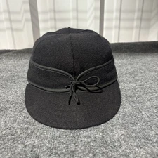 Stormy Kromer Trapper Hat Cap Adult 7 1/4 Black Wool USA Made Winter Mens*