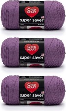 Red Heart Super Saver Yarn 3 Pack Medium 4 Worsted Acrylic 7oz 364 Yards Purple
