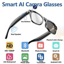 6K HD AI Smart Glasses 100MP Cam Bluetooth Call Voice Control