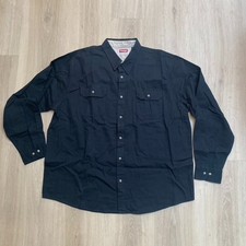 Wrangler Men s XL Black Premium Quality 100 Cotton Button Up Shirt Pockets