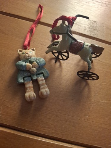 Vintage Miniature Midwest Metal Horse Tricycle Dollhouse Plus Kurt Adler Kitty - Picture 4 of 9