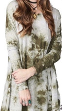 Show Me Your Mumu Tunic Dress Womens Small Green Tie Dye Long Sleeve Swing USA