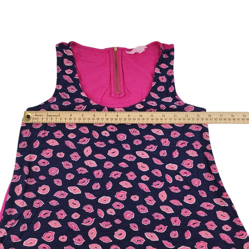 Canotta Lilly Pulitzer donna piccola baci rossetto rosa caldo blu navy grafica - Foto 10 di 13