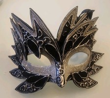 Black Silver Venetian Carnival Masquerade Mask Mardi Gras Party Halloween