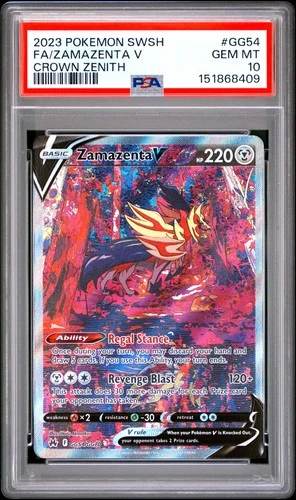 2023 POKEMON SWORD & SHIELD CROWN ZENITH #GG54 FULL ART/ZAMAZENTA V PSA 10