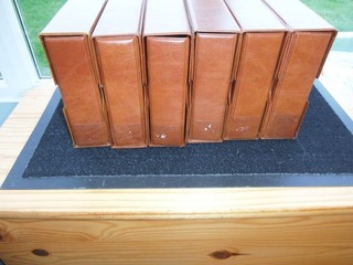 SIX EMPTY SECOND HAND BROWN NOSTALGIA CIGARETTE CARD ALBUMS AND SLIP CASES