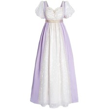 FCCAM Regency Dress for Women Empire Waist Era Large, Light Purple