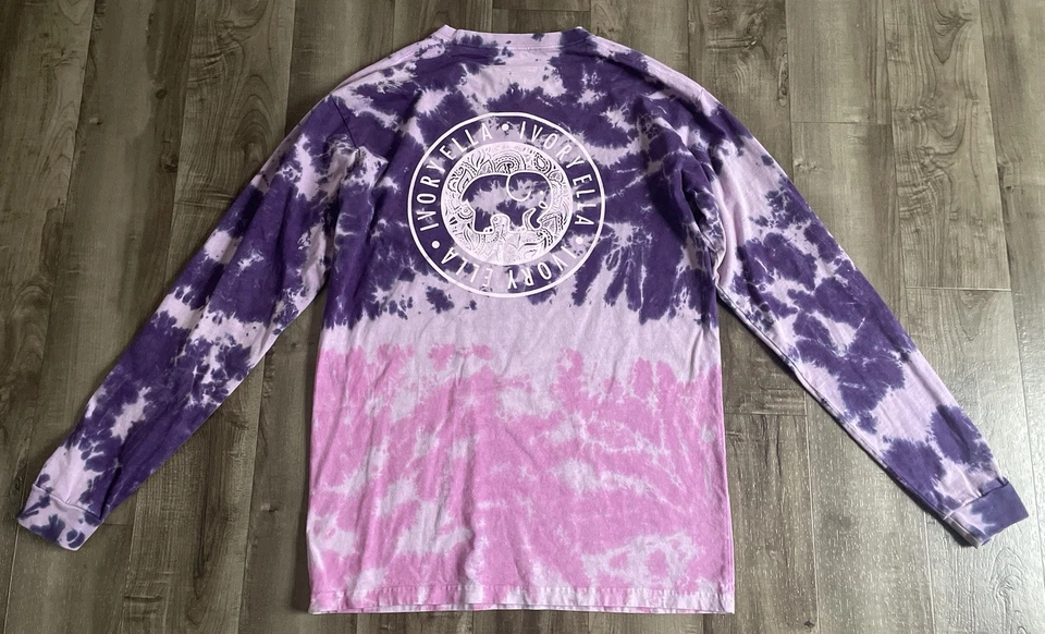 Womens Ivory Ella 🐘Tie Dye Long Sleeve Shirt Purple/Pink sz M - Image 2 of 4