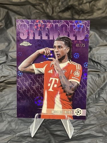 Michael Olise 2025-26 Topps Chrome UCC Silenced Purple Refractor/75 Bayern
