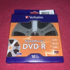 Verbatim Digital Movie 97946 DVD-R 120 Minute 4.7 GB 8x Speed 10 Pack NEW NIP