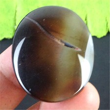 JT27011 40x30x7mm Brown/white Stripes Agate Oval CAB Cabochon
