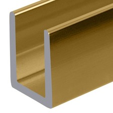 Brite Gold Anodized 3/8" Fixed Panel Shower Door Deep U-Channel - 24" Stock L
