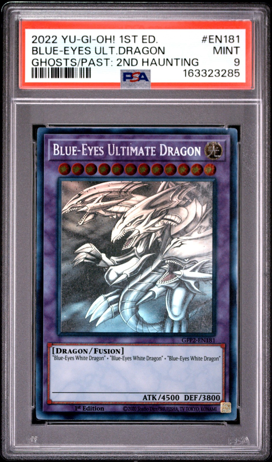 Blue Eyes Ultimate Dragon GFP2-EN181 1st Edition Ghost Rare Yugioh PSA 9 *285 view 1