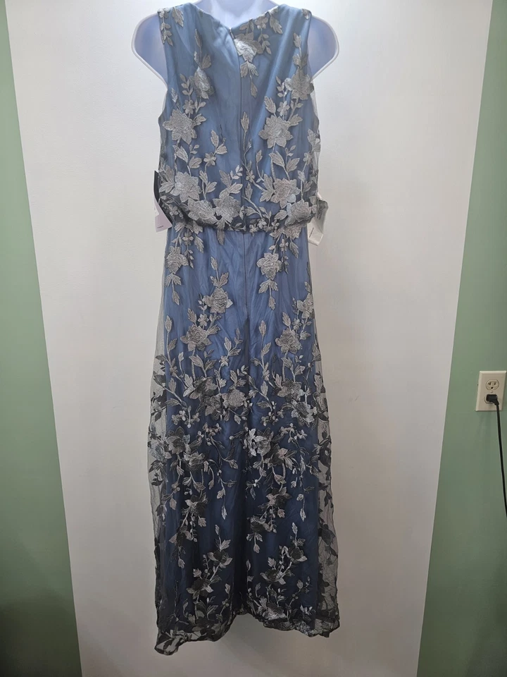 Vestido JS Collections Mujer Azul Brynn Floral Sin Mangas Bordado Malla Talla 4 Foto 3 de 4