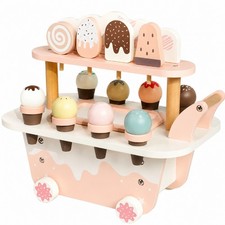 Toy Ice Cream Cart Tabletop Pretend Play Dessert Stand Pastel for Children