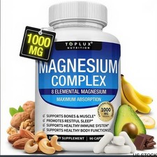 TopLux 7-Type Magnesium Complex 1000mg  Sleep Muscle Bone Support 90 Caps