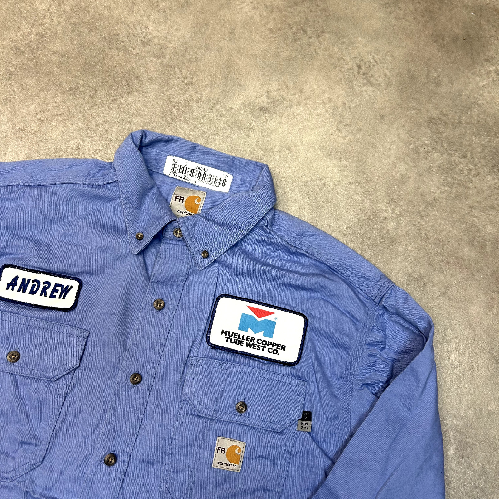Carhartt Shirt Mens Large Y2K Double Pocket Cotton Button Up Workwear Top, Blue image 2