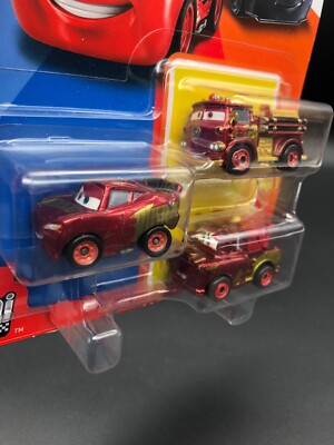 Disney Pixar Cars Mini Racers 3 Pack Rust-eze Mater Red Lightning