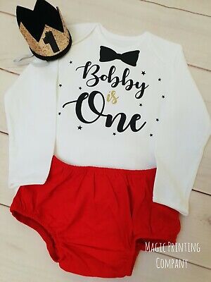Personalised Bodysuit Boys 1st Birthday Day One Cake Smash Bodysuit Baby Vest