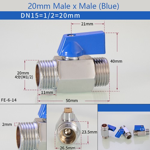 Mini Ball Valve 9.5/12.7/16.5/20mm Male/Female Air Gas Water Fuel Brass Shut Off - Picture 34 of 34