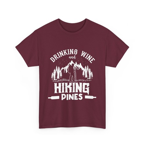 Drinking Wine and Hiking Pines Unisex Heavy Cotton Tee - Picture 4 of 49