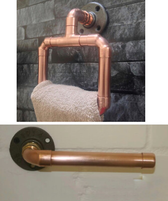 Kupfer Rose Gold Wand Toilettenpapier & Handtuch Halter Stange Set - Industrial