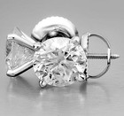Carat Lab created 14K White Gold Screw Back New ListingDiamond Stud Earrings Vs1 F Round 3