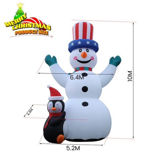 8M/10M Christmas Inflatable Snowman & Penguin For Outdoor Holiday Yard Decor - Picture 2 of 14