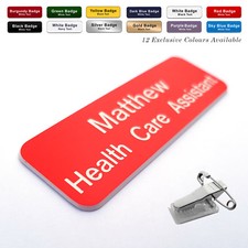 COMBI CLIP & PIN Custom Engraved Name Badge ID Tags Domestic Care Assistant Work