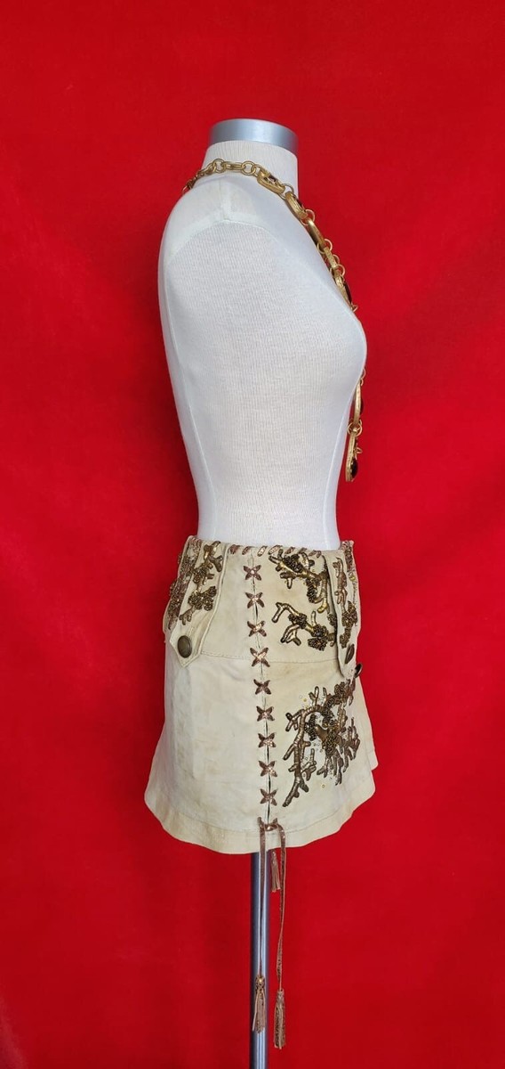 スカート ROBERTO CAVALLI RHINESTONE-EMBELLISHED CREPE MINISKIRT Roberto Cavalli sequin-embellished Mini Skirt | Gold