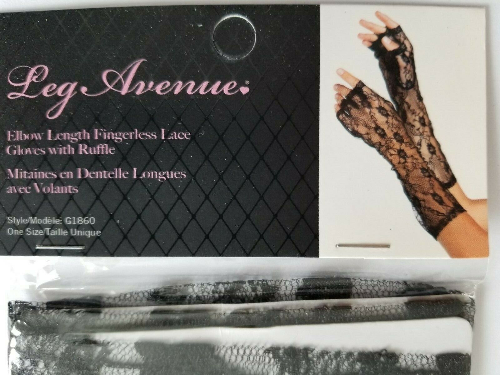 Women's Gloves Lace Fingerless Elbow Length Punk Gothic Black Leg Avenue G1860