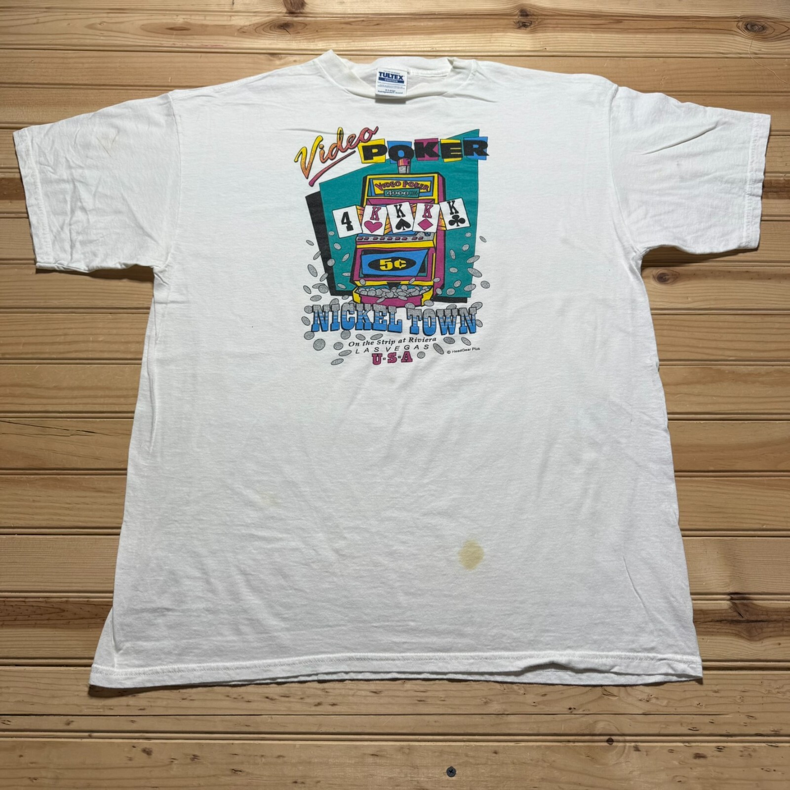 Vintage 80s 90s Las Vegas Nickel Town Video Poker Graphic Shirt Size XL