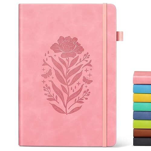 Lined Journal Notebook for Women Hardcover Leather Journals for A5 Pink