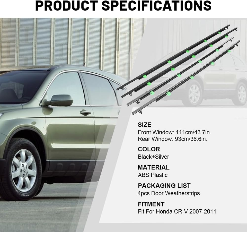 4PCS Door outside Weatherstrip Trim,Window Weather Stripping,Car Window