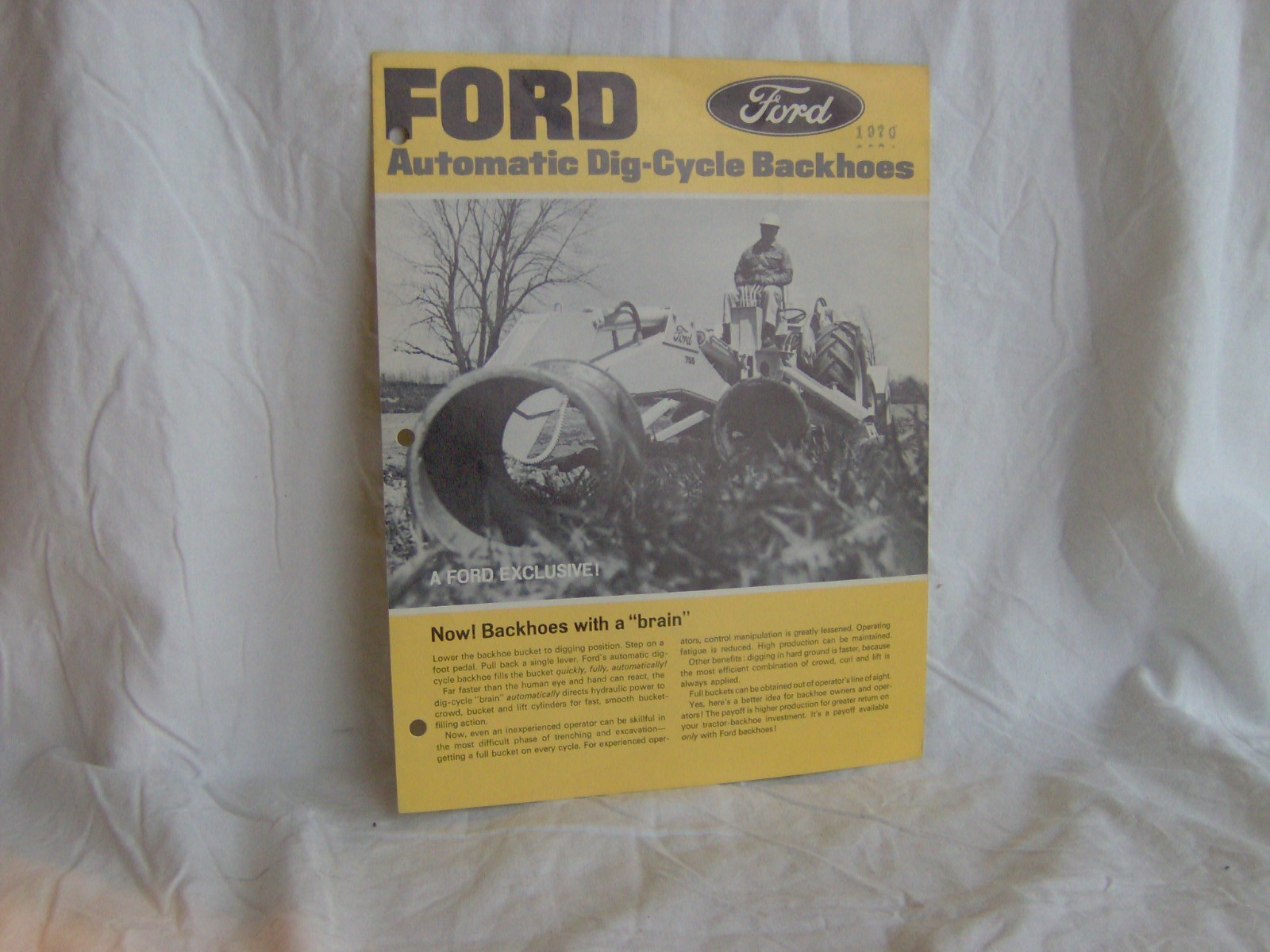 FORD MOTOR COMPANY AUTOMATIC DIG CYCLE BACKHOES SALES BROCHURE AD FARM TRACTOR eBay