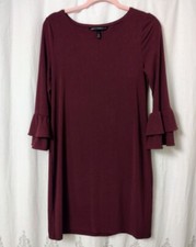 WHBM White House Black Market Dress Size Small 3/4 Tiered Bell Sleeve Knit Women