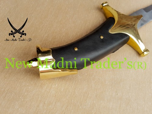 38" HIGH CARBON STEEL BLACK LEATHER HANDLE TATAR SWORD WITH WOODEN SCABBARD - Picture 7 of 8