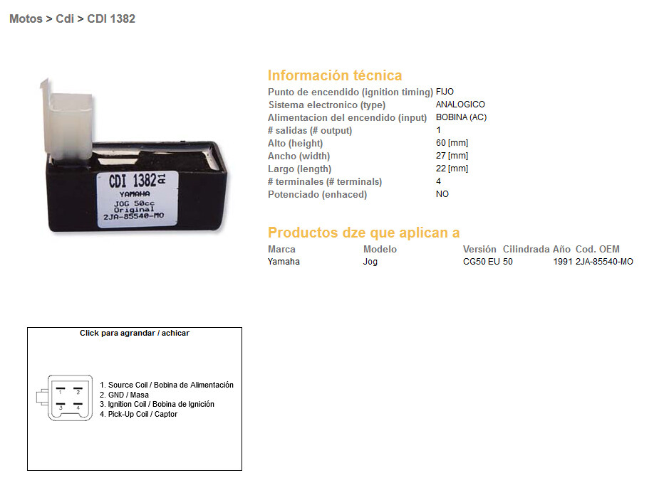 DZE CDI YOG 50 91 module d'allumage 2JA-85540-MO pour rénovation de circuit d'allumage