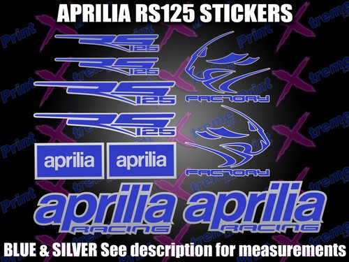 Aprilia RS125 Blue & Silver sticker decal kit set Factory Racing RS 125 - 第 1/7 張圖片