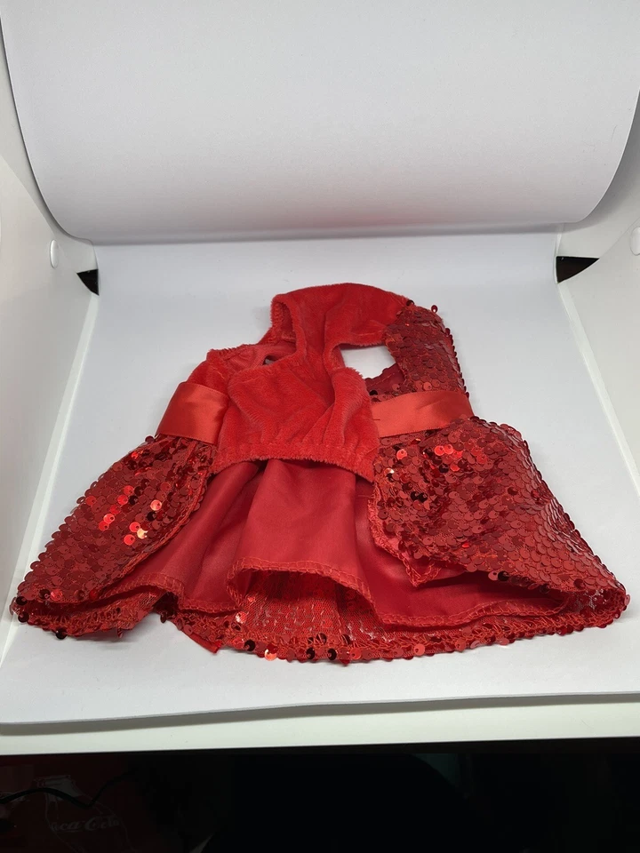 Домашнее животное платье собаки или кошки красный блестки праздник Рождество sm ea. Новый! - Изображение 2 из 3