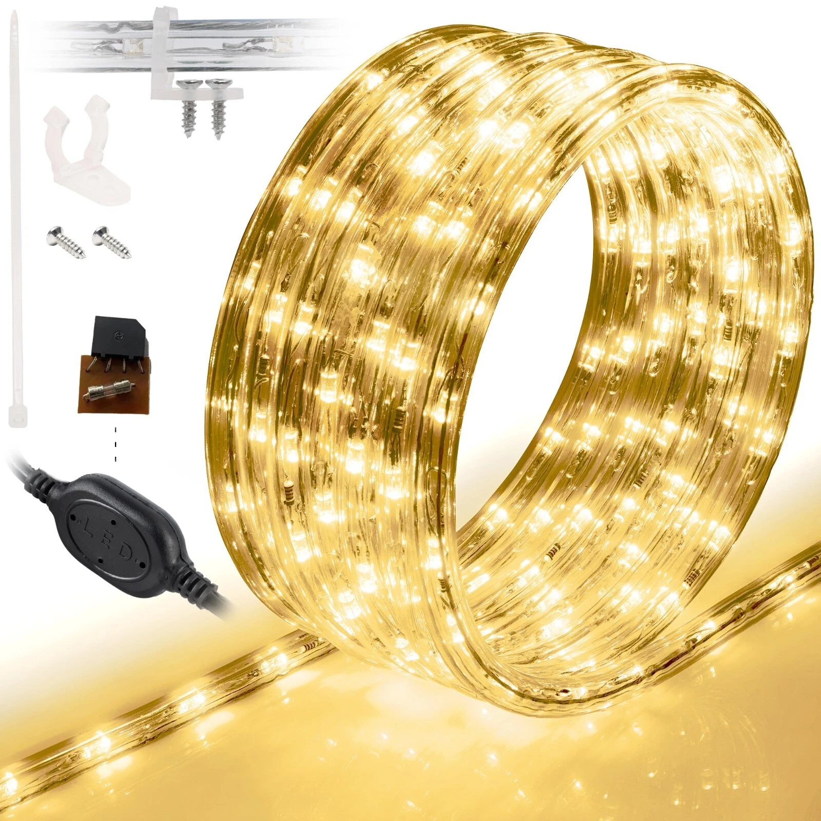 50'ft Warm White Indoor Decorative Accent Seasonal Holiday LED Rope Lights