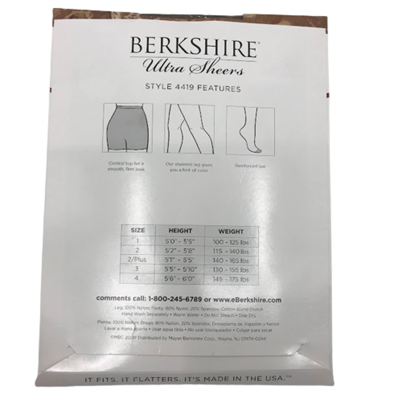Berkshire Ultra Sheer Control Top Pantyhose 1 Reinforced Toe French
