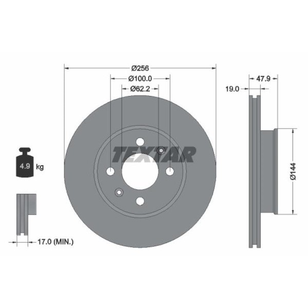 Textar 2X Bremsscheibe Vorne Ø256 Mm InnenbelüFtet FüR Hyundai Getz TB 1.1 1.4I-image