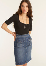 NWT J.Crew 59.50 Women's Squareneck stretch bodysuit, Navy, Sz XS