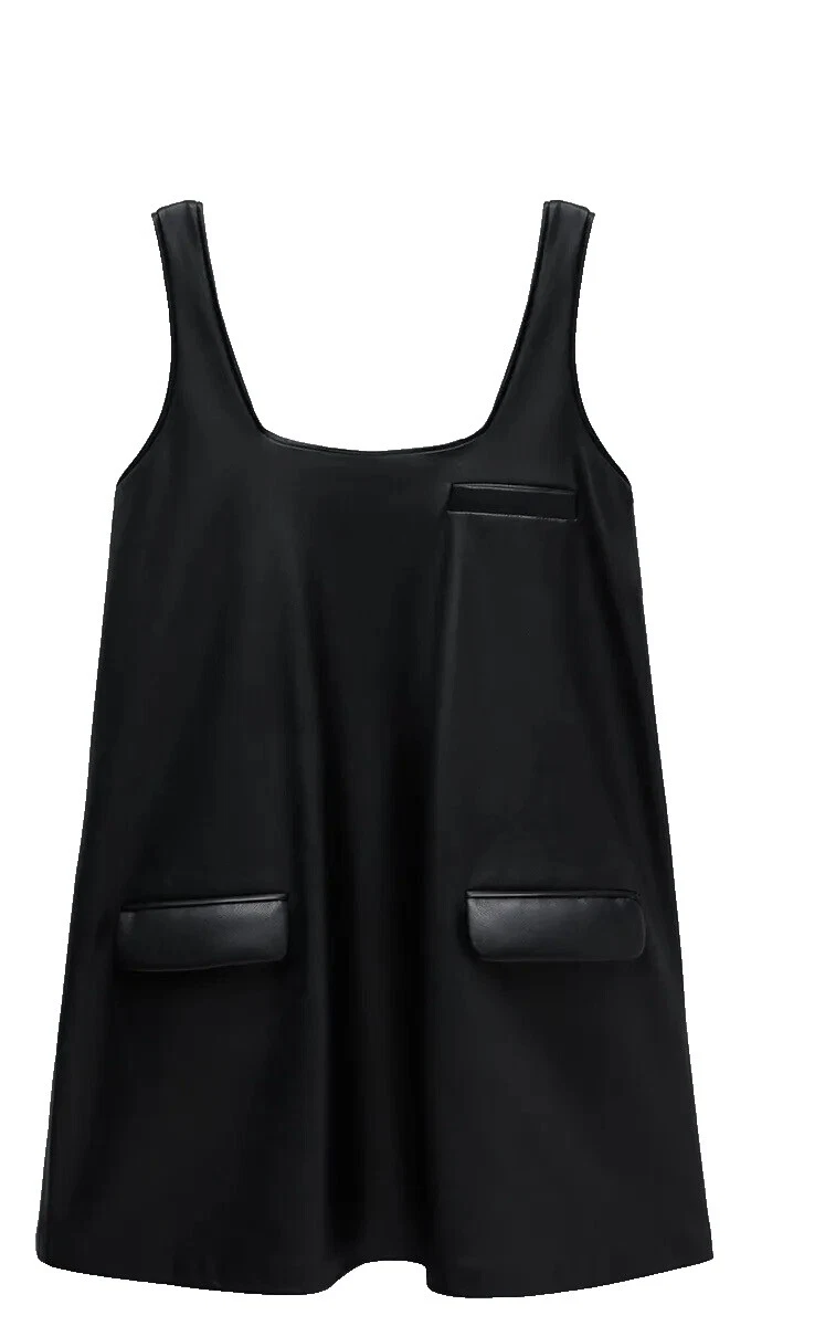 Zara Faux Leather Solid Short Dresses for Women