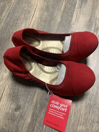 Dexflex Comfort Women's Red Claire Scrunch Ballet Flats Shoes Size 6 Foldable