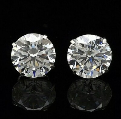 5,00 Ct. Runde 14 Karat Weißgold Ohrstecker Push Back durchbohrt 9 mm Wert 595 $