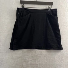 Callaway Skirt Skort Womans 12 Solid Black Zip Polyester Blend Pockets Short