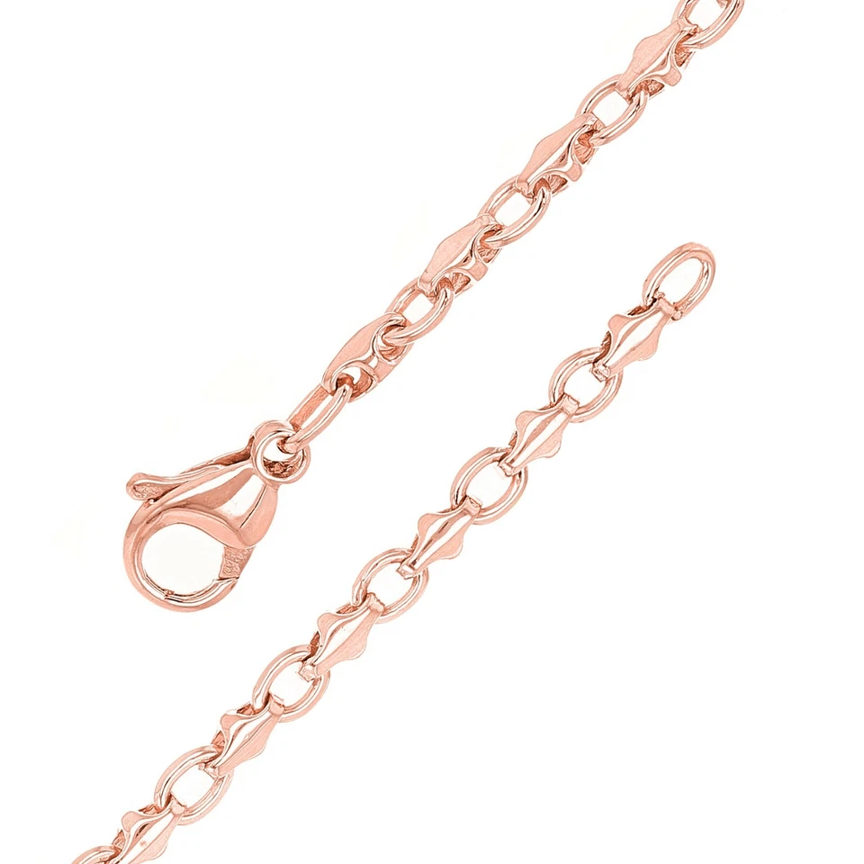 10k Rose Gold Solid Handmade Fashion Link Bracelet 7.5" 4mm 8.6 grams - Image 3 of 4